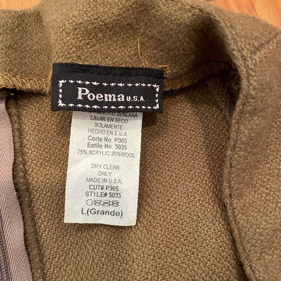 Poema USA Brown Wool Skirt with Black Belt at Bottom of Peplum Skirt - Picture 7 of 7